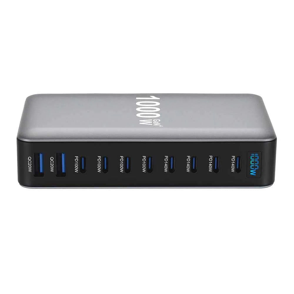 1000W GaN 10-Port USB-C Desktop Charging Station | PD3.1 Fast Charger for iPhone Samsung Laptop