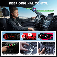 Wireless Video CarPlay Adapter With Netflix/YouTube/Tiktok, For OEM Wired CarPlay Cars by Snagg A Car Adapter