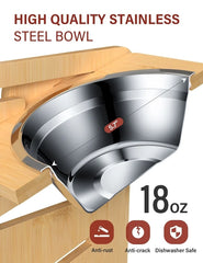 Elevated Stainless Steel Dog & Cat Bowls with Bamboo Stand by Snagg A Feeder