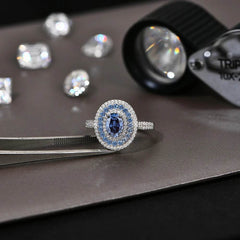 1ct Blue Oval Moissanite Ring - SnaggIt