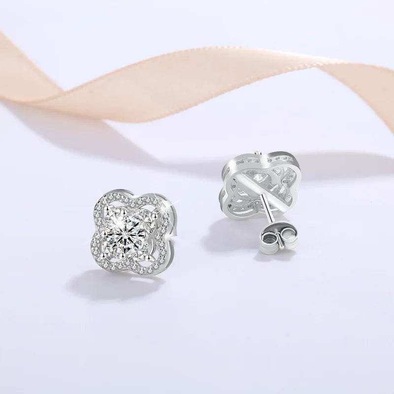 0.5CT Teal Moissanite Four-Leaf Stud Earrings - SnaggIt