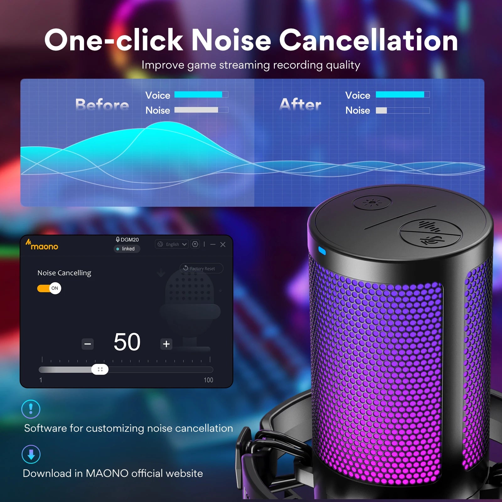 USB Gaming Microphone – RGB Condenser Mic with Noise Reduction by Snagg A Microphone