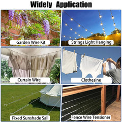 66pcs 3mm Black Stainless Steel Wire Rope Kit 20/30/50M | Heavy-Duty Balcony Railing Garden Farm Fence