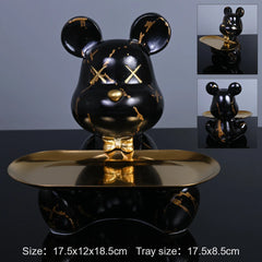 Colorful Bear Resin Figurine with Tray by Snagg A Sculpture