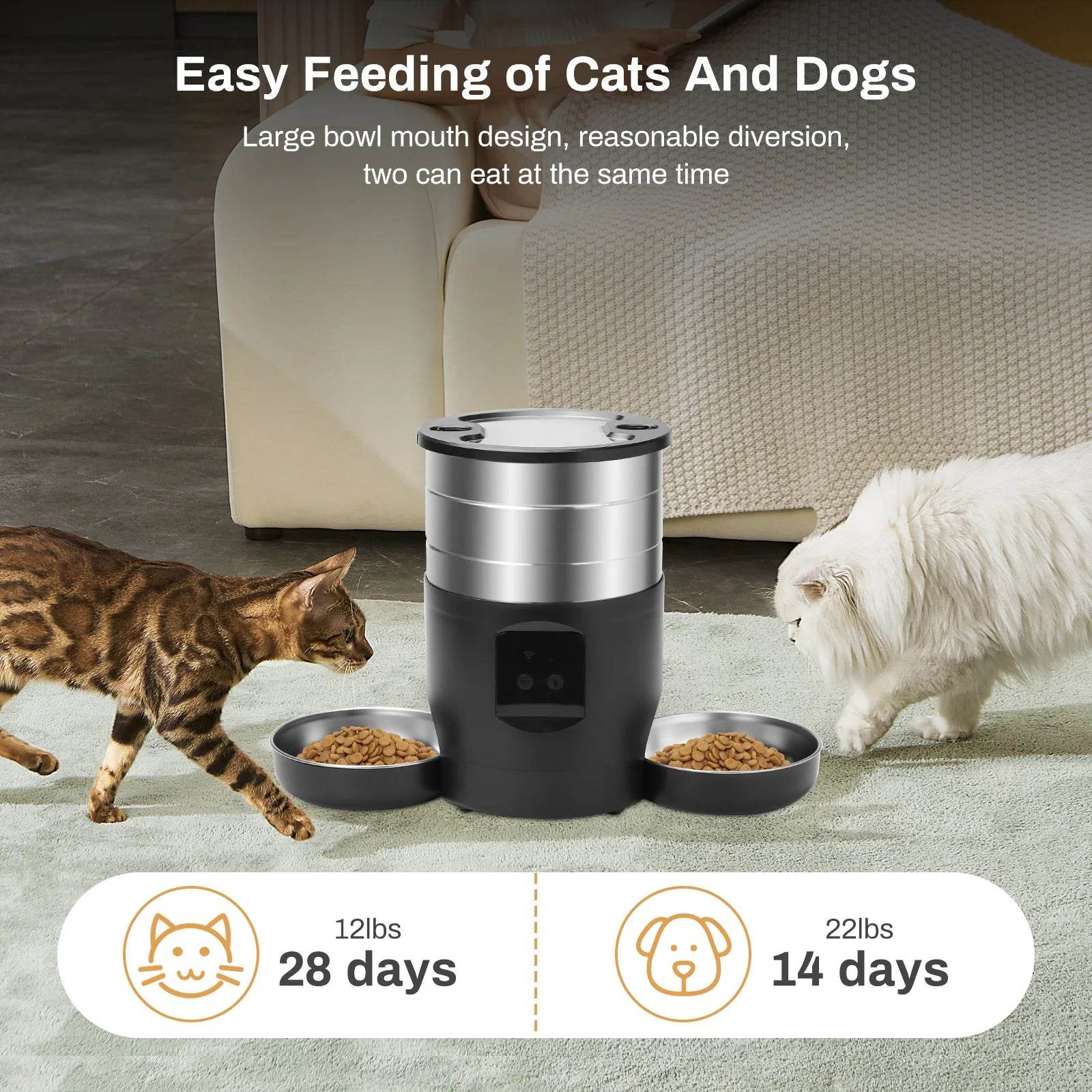 4.5L Automatic Cat Feeder with WiFi & Button Control - SnaggIt