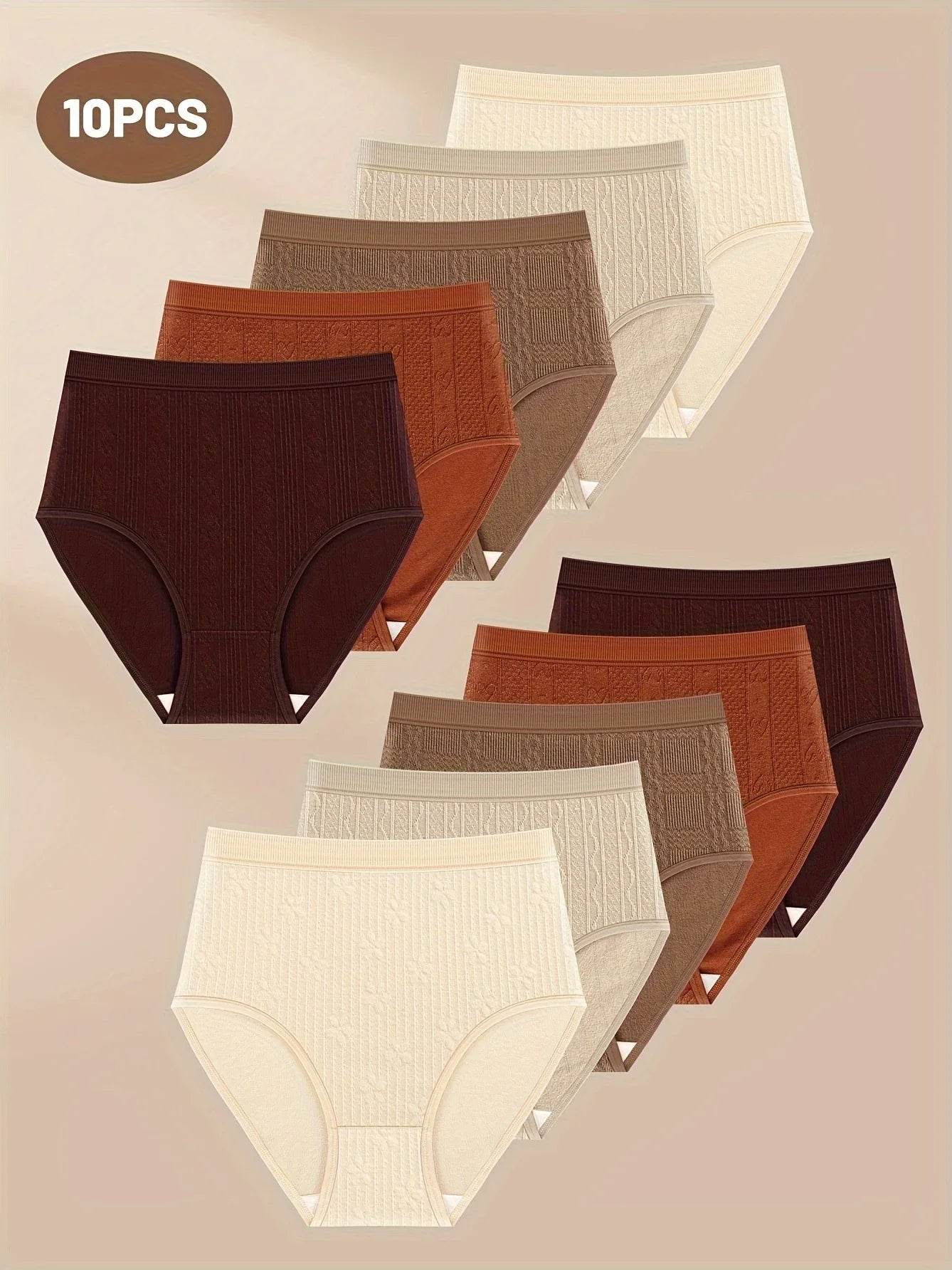 10pcs Elegant Women’s High-Waist Briefs - SnaggIt