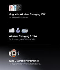 Qi2 15W 2-in-1 Magnetic Wireless Charging Stand | MagSafe Fast Charger for iPhone 16 17 AirPods