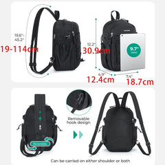 3-in-1 Sling Crossbody Backpack – Small Casual Travel & Sport Chest Shoulder Daypack (Below 20L)
