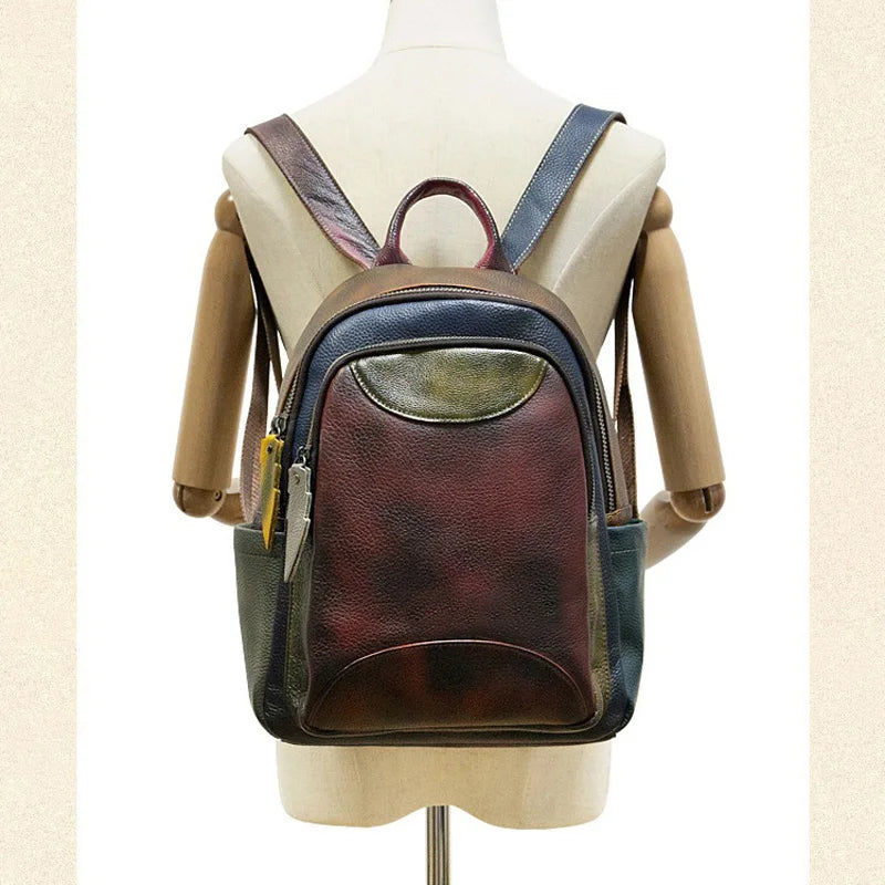 Vintage Patchwork Genuine Leather Backpack by Snagg A Backpack