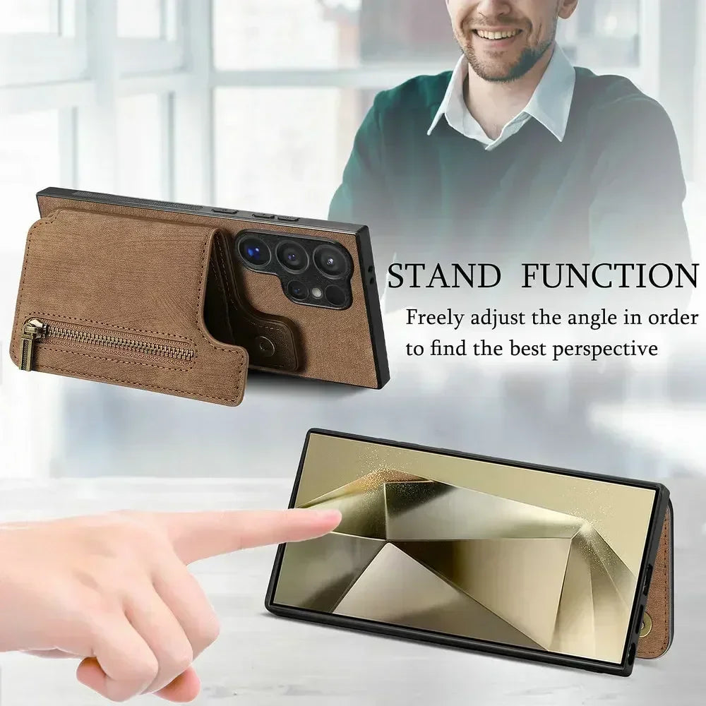 Zipper Leather Magnetic Wallet Case – Samsung Galaxy S25 Series - Phone Cases & Covers