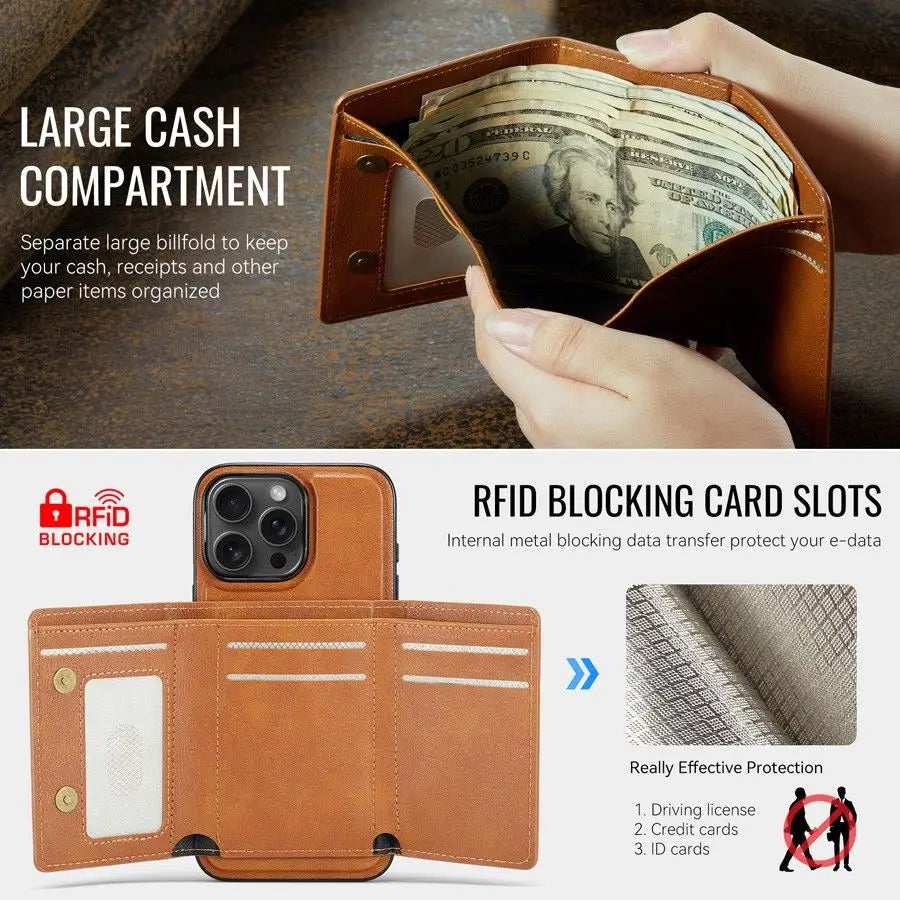 MagSafe Compatible Detachable Leather Wallet Case For iPhone Series by Snagg A MagSafe Wallet