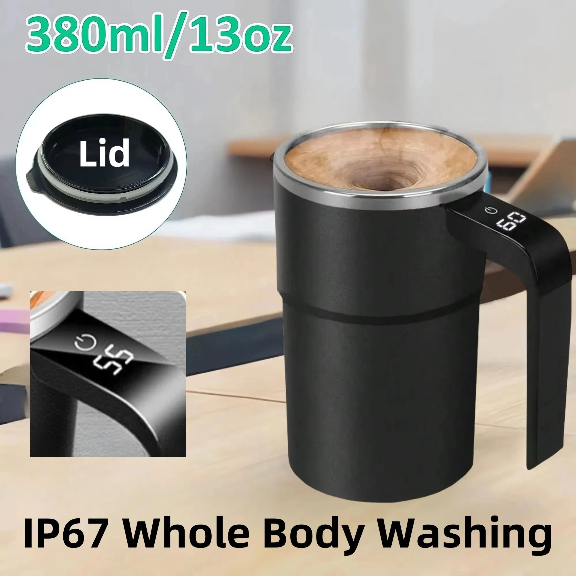 USB Rechargeable Magnetic Coffee Mug Self Mixing 380ml Home by Snagg A Cup
