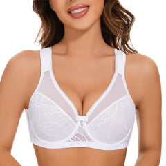 Plus Size Floral Lace Minimizer Bra | Underwire Full Coverage Lifting Support