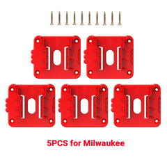 5PCS Wall Mount Set Heavy Duty Battery Brackets Compatible with DeWalt, Makita & Milwaukee