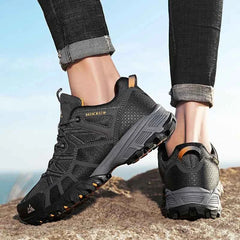 Men's Mesh & Suede Hiking Shoes – Breathable Trekking Shoes with EVA Insole & Rubber Sole