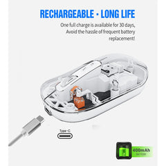 Foldable Wireless Keyboard & Mouse | PU Leather Cover & Transparent Dual-Mode Design