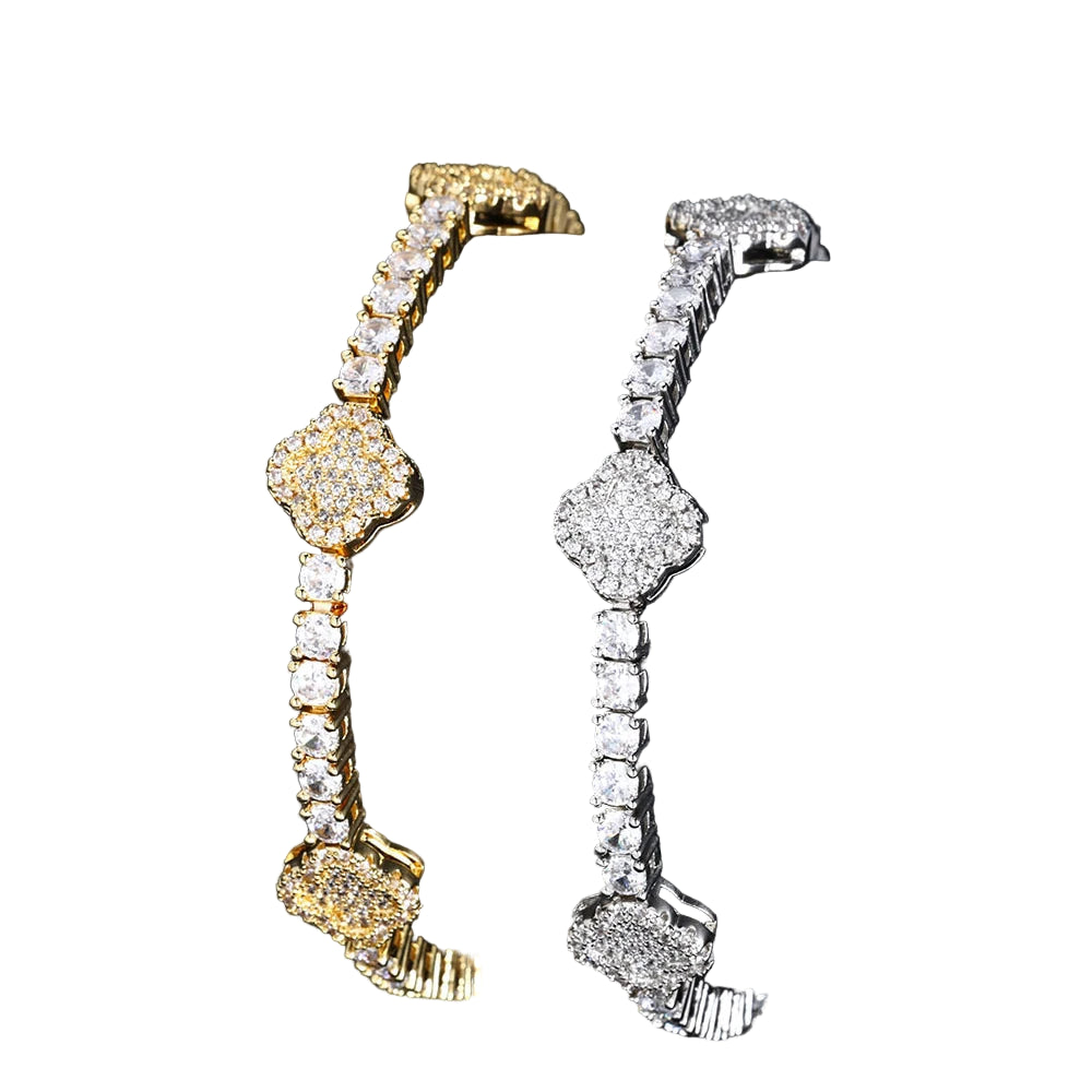 Four Leaf Clover Moissanite Tennis Bracelet by Snagg A Bracelet