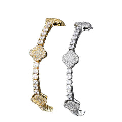 Four Leaf Clover Moissanite Tennis Bracelet by Snagg A Bracelet