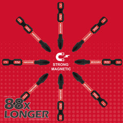 2" Pozidriv #2 PZ2 Impact Screwdriver Bit Set – S2 Alloy Steel Magnetic, High-Torque Power Bits