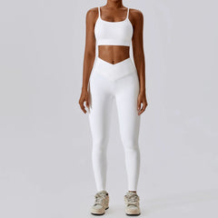 Women's 2-Piece Ribbed Seamless Yoga Set | Sports Bra & Gym Leggings Fitness Tracksuit Activewear