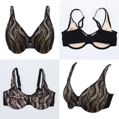 Plus Size Floral Lace Bra | Underwire Non-Padded 3/4 Cup High Support Soft Daily Wear