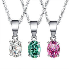 1–2CT Oval Moissanite Pendant Necklace - SnaggIt