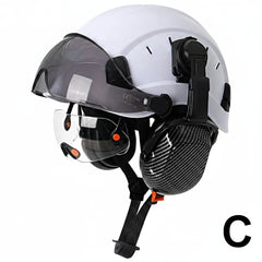 Carbon Fiber Pattern Safety Helmet With Earmuffs Double Goggles by Snagg A Safety Helmet