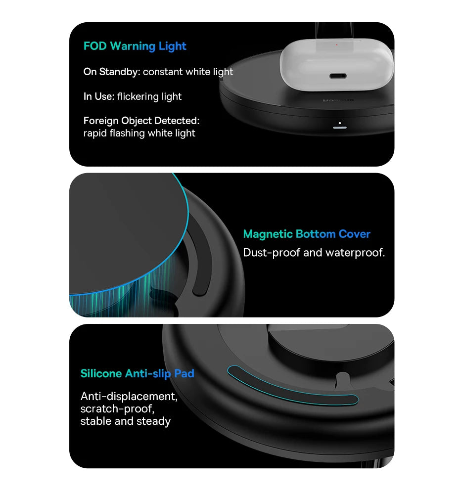 3 in 1 20W Magnetic Wireless Charger Stand For iPhone, Airpods & Apple Watch by Snagg A Charging Station