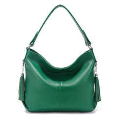 Soft Genuine Leather Tassel Hobo Bag – Elegant Women's Shoulder & Messenger Purse Satchel