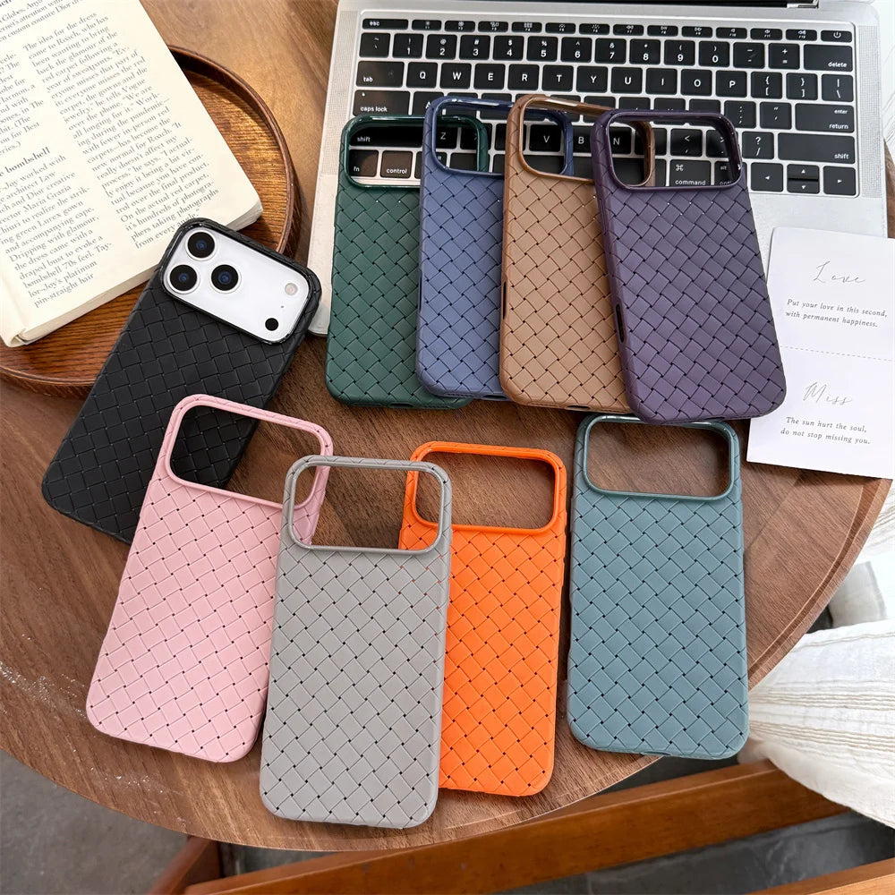 Braided Textured Breathable Shockproof Back Case – for iPhone 15 Series - Phone Cases & Covers