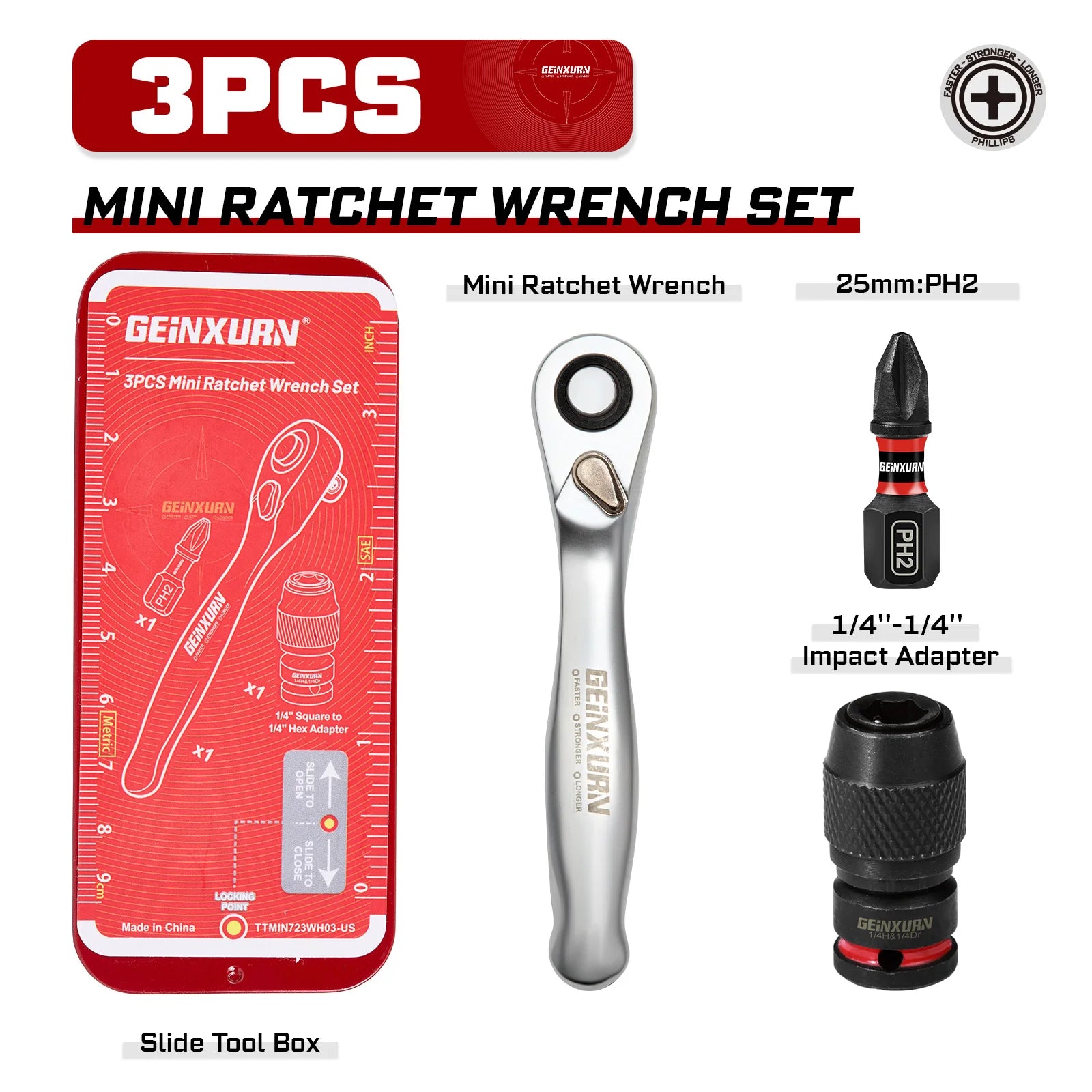 Mini Ratchet Screwdriver Set | S2 Steel Impact Magnetic Bit Holder 1/4" Wrench Push-Pull Case for Repair