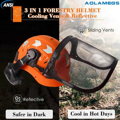 Forestry safety helmet with full face mesh shield and earmuffs – image 2