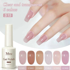 6 Piece Nude Pink Jelly Gel Collection – 15ml Professional Translucent "Syrup" Nail Art System