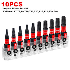 1" T7–T40 Torx Screwdriver Bit Set – Impact Tough Magnetic S2 Alloy Steel with 3" Bit Holder