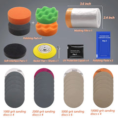 3" Car Headlight Restoration Kit – 26/37pcs Polishing Pads with Drill Backing Pad by Snagg A Restoration Kit