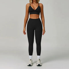 Women's 2/3-Piece Seamless Yoga Set | Gym Workout Suit Fitness Bra Crop Top Long Sleeve Leggings