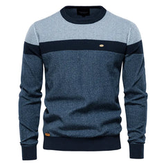 Men’s Spliced Cotton Pullover | Premium O-Neck Winter Knitted Sweater