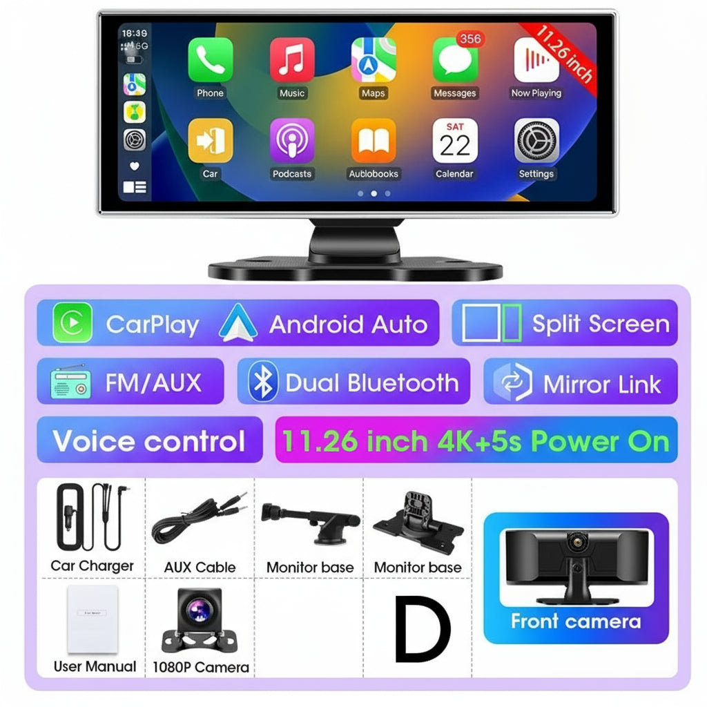 Dual Lens Car DVR with Wireless CarPlay by Snagg A Car DVR