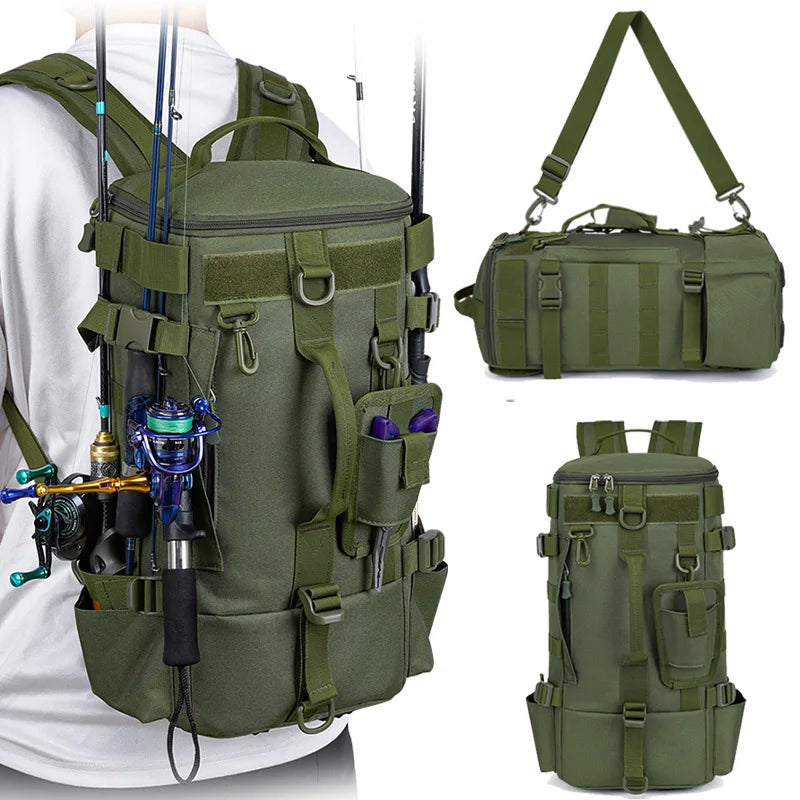 Tactical Fishing Backpack with Rod Holders by Snagg A Backpack