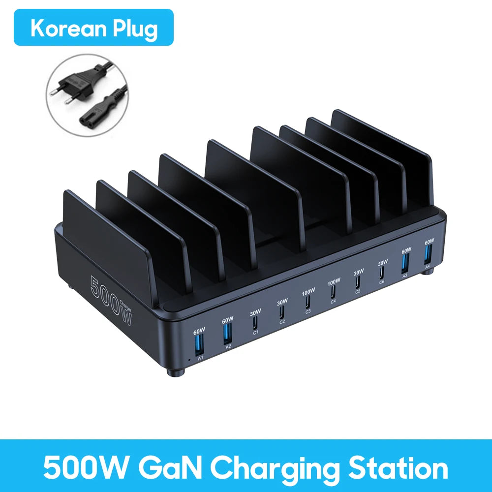 500W USB C Charger 10 Ports GaN Charging Station Stand by Snagg A Charging Station