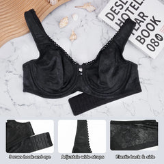 Plus Size Floral Lace Minimizer Bra | Wide Strap Underwire Full Coverage Non-Padded High Support