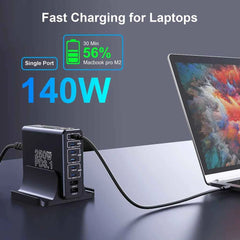 250W GaN 8-Port USB-C Desktop Charger | PD3.1 Fast Charging Station for iPhone Samsung Laptop