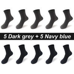 10 Pair Bamboo Business Socks, Soft, Breathable Black Crew (Sizes 39–48)