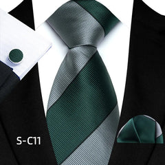 Luxury Business Tie Set — 8cm Men’s Formal Striped Necktie with Matching Accessories