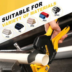 Heavy Duty PVC Pipe Cutter – 3-Gear Adjustable Ratchet, Cuts Up to 2-1/2” Plastic Pipes
