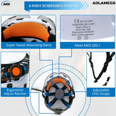 Construction safety helmet with head lamp and mounted earmuffs – image 6