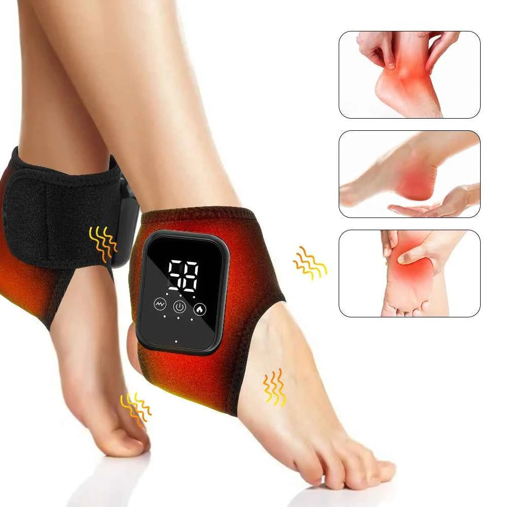 Electric Heated Ankle & Foot Massager Wrap – Cordless Vibration Therapy Support Brace