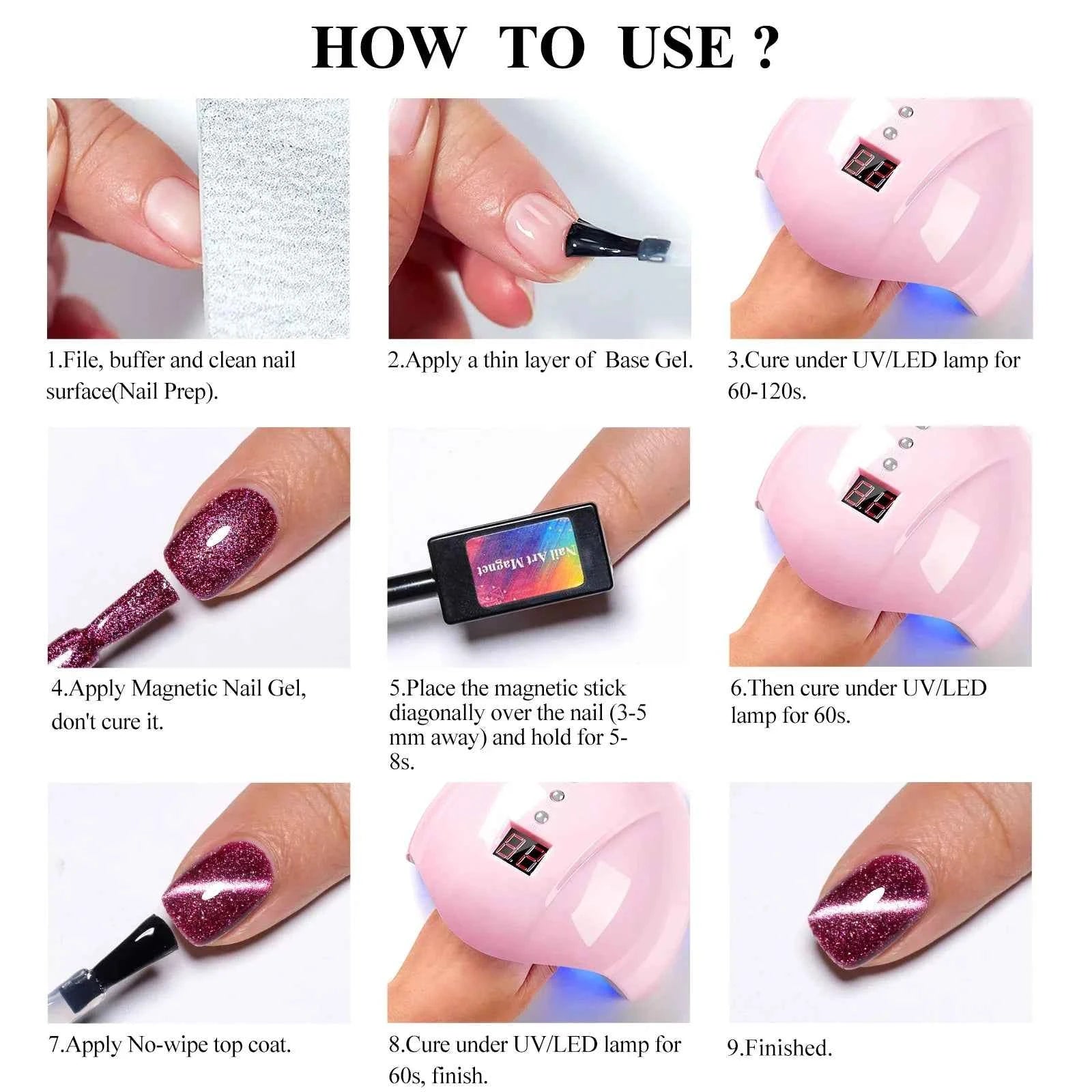 Professional 9 Piece Autumn Magnetic Purple Gel Collection – HEMA & TPO Free Reflective Nail Art System