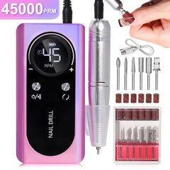 Professional 45,000 RPM Brushless Electric Nail Drill – High Torque Rechargeable Manicure & Pedicure Station