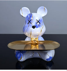 Colorful Bear Resin Figurine with Tray by Snagg A Sculpture